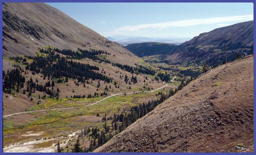 lower
                                    east side of Mosquito Pass, looking
                                    to South Park