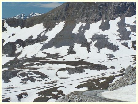 summit view from Colle della Fauniera, looking down road to Demonte