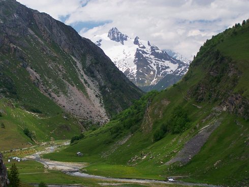 a corner of the Mt Blanc Massif from approach to Cormet de Roselend