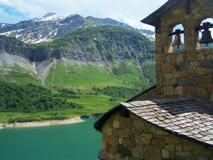 Roselend Reservoir, north of summit